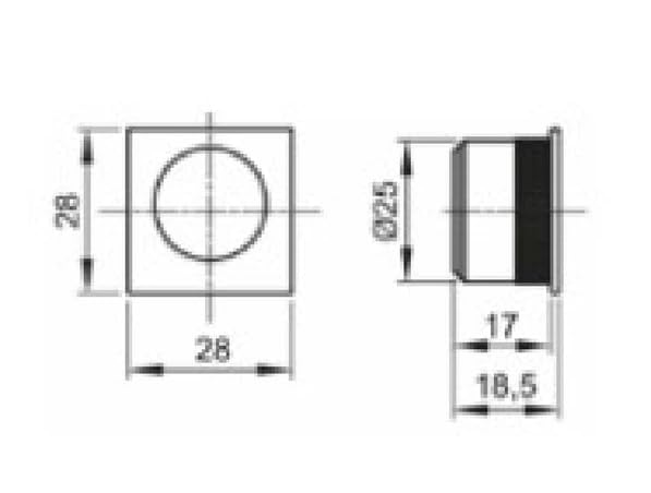 DACAN PROTECTION Kit Quadrato Cieco per Porte Scorrevoli Senza Serratura – Zama, Foro Ø48mm, 2 Vaschette + Ditale di Trascinamento – Design Moderno, Facile Installazione, Resistente e Funzionale