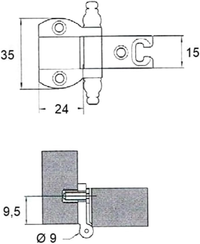 Q.TA'. 10 CERNIERA P/MOBILI A0059 BRONZO ANTIC 46X14 MM*