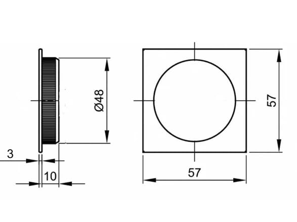 DACAN PROTECTION Kit Quadrato Cieco per Porte Scorrevoli Senza Serratura – Zama, Foro Ø48mm, 2 Vaschette + Ditale di Trascinamento – Design Moderno, Facile Installazione, Resistente e Funzionale