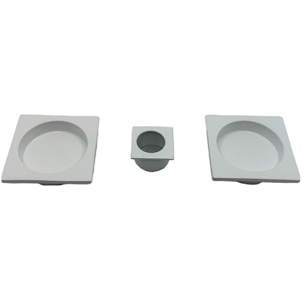 DACAN PROTECTION Kit Quadrato Cieco per Porte Scorrevoli Senza Serratura – Zama, Foro Ø48mm, 2 Vaschette + Ditale di Trascinamento – Design Moderno, Facile Installazione, Resistente e Funzionale