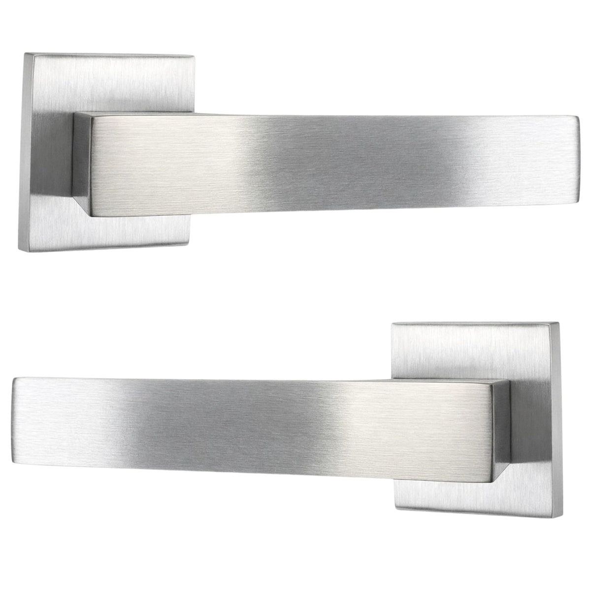 DACAN PROTECTION Coppia Maniglie Per Porte Interne, Maniglia porta interna stile moderno Quadrata, complete di fissaggio e bocchette (Cromo Satinato)
