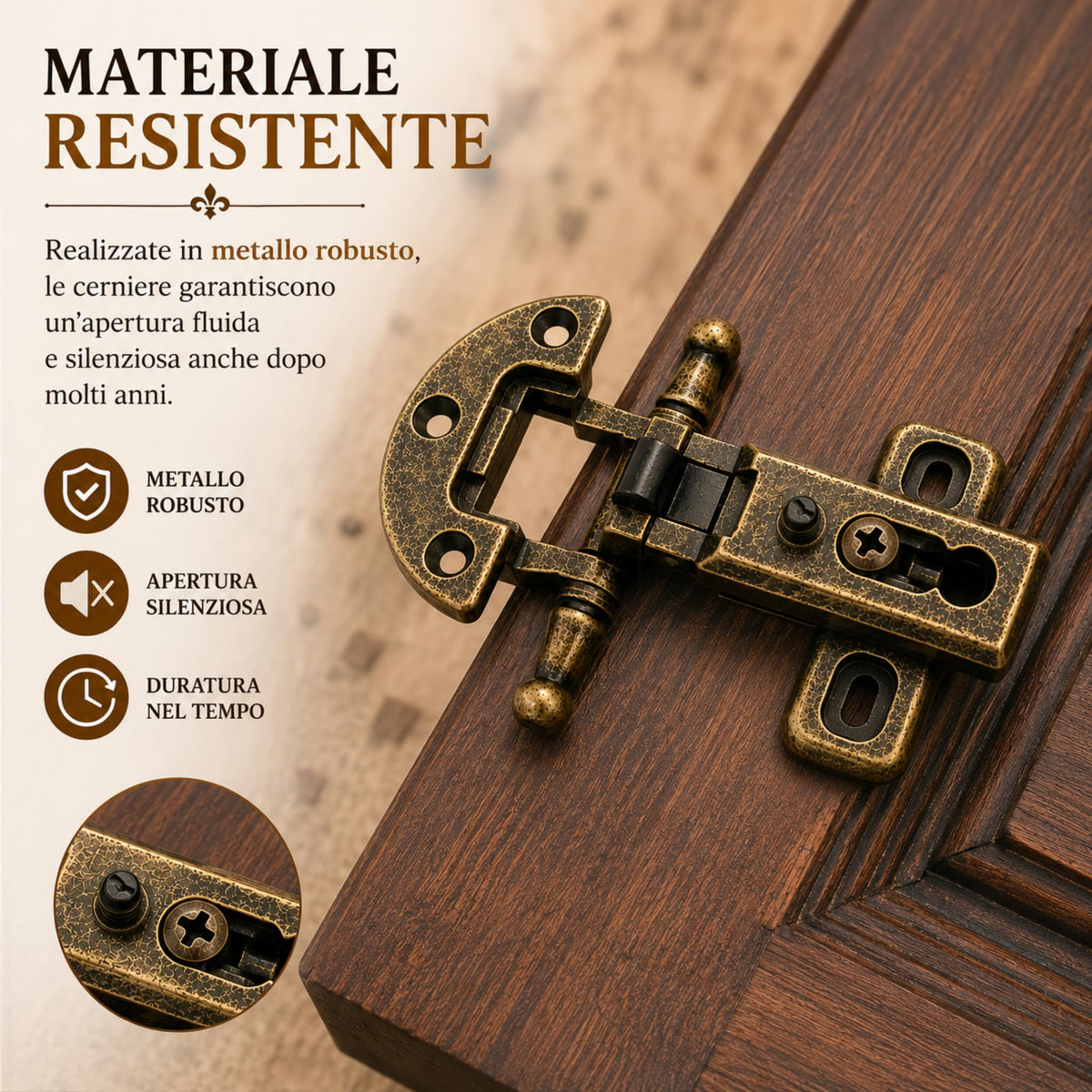 Cerniere per Mobili Antichi Cerniera per Ante in Battuta Arte Povera stile antico completa di basetta, scodellino 27