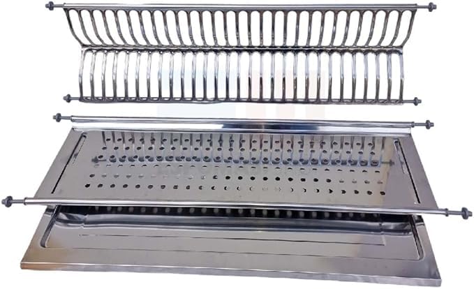 DACAN PROTECTION Scolapiatti In Acciaio Inox Da Incasso Con Vaschetta Raccogligocce Montaggio Regolabile con Agganci a Molla VARIE MISURE 86 76 66 56 cm MADE IN ITALY
