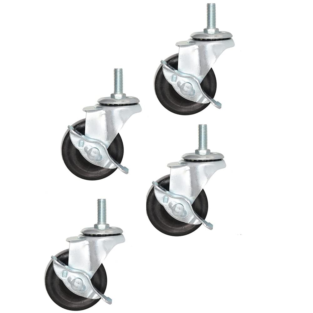 Ruote Girevoli in Gomma 50mm con Perno M10 e freno - Set da 4 | Silenziose e Resistenti | Ideali per Mobili, Tavolini, Librerie, Supporti per Piante | Montaggio Facile e Movimento Fluido (50 mm)