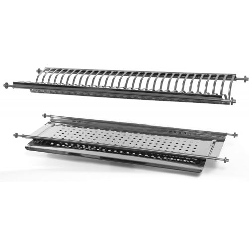 DACAN PROTECTION Scolapiatti da 56 cm in Acciaio Inox AISI 430 per Pensili da 60 cm con Griglia, Vaschetta Raccogligocce, Made in Italy