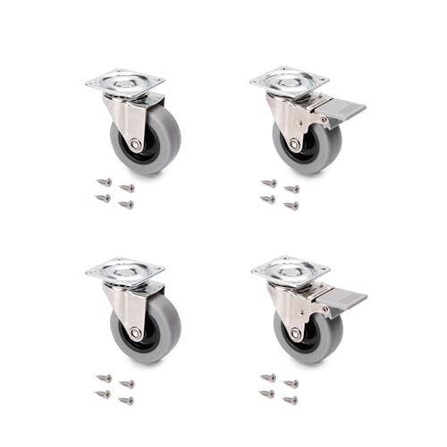 DACAN PROTECTION - Set di 4 rotelle diametro 50 mm: 2 ruote con freno e 2 ruote senza freno