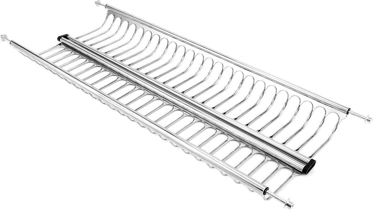 DACAN PROTECTION SCOLAPIATTI in acciaio inox 18/10 con vaschetta e portabicchieri 86 cm per pensile da 90 cm, griglia portapiatti, Elegante e Funzionale - Made in Italy