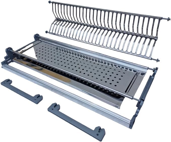 DACAN PROTECTION Scolapiatti a Molla in Acciaio Inox con Supporto Vasca e Telaio Griglia Portapiatti - Design Salvaspazio e Facile da Installare per la tua Cucina - 76 cm per pensile da 80 cm